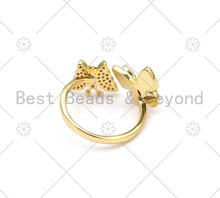 Load image into Gallery viewer, CZ Enamel Butterfly Shape Adjustable Ring, Sku#X272