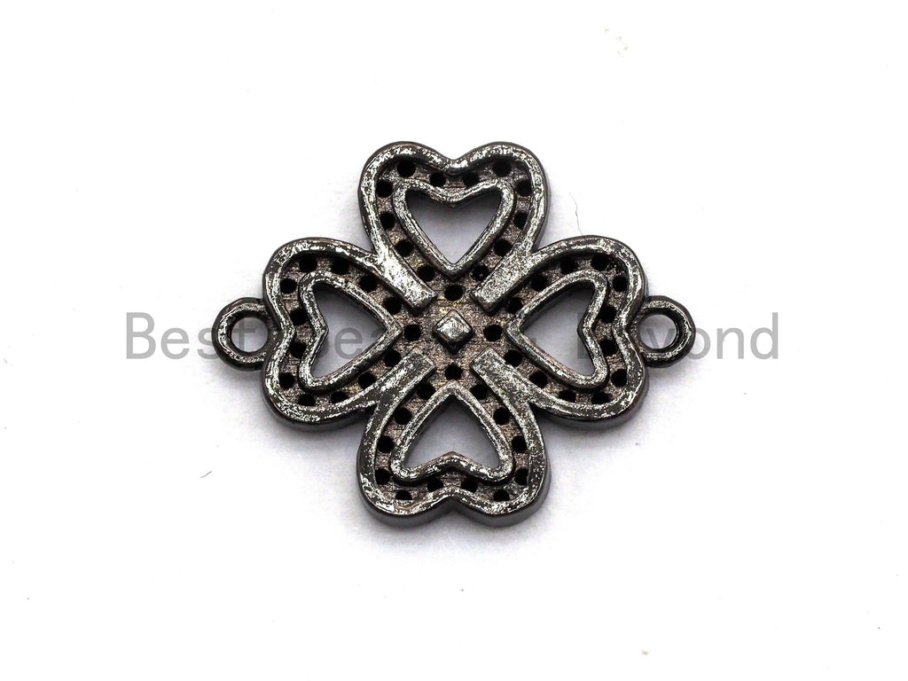 Black CZ Clover Connector charm, sku#A93
