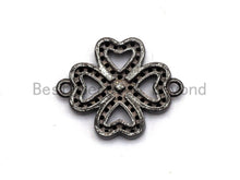 Load image into Gallery viewer, Black CZ Clover Connector charm, sku#A93