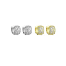 Load image into Gallery viewer, Clear CZ Silver Gold Thick Huggie Hoop Earrings, Sku#A479