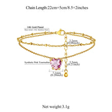 Load image into Gallery viewer, FindChic Anklets for Women Waterproof, Bling Heart Tourmaline Birthstone Ankle Bracelets Gold Plated Stainless Steel Layered Beaded Foot Chain Summer Jewelry for Birthday Mothers Day with Gift Box