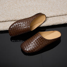 Load image into Gallery viewer, Women's Handwoven Cowhide Mules | Square Toe Slip-On Leather Slides