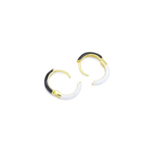 Load image into Gallery viewer, Black White Dual color Everyday Hoop Earrings, Sku#A164