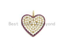 Load image into Gallery viewer, CZ Micro Pave Large Heart Pendant, Fuchsia Cz Pave Pendant, Fashion Jewelry Findings, Focal Charm, 21x21/33x35mm, sku#F688