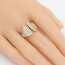 Load image into Gallery viewer, Gold Silver CZ Fan Shape Adjustable Ring, Sku#B370