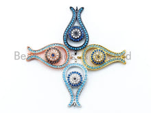 Load image into Gallery viewer, CZ Micro Pave Tulip Flower with Evil Eye Charm/Pendant,15x28mm,sku#M65