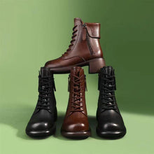 Load image into Gallery viewer, Women's Vintage Chunky Heel Ankle Boots | Microfiber Leather Side Zipper Low-Top