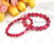 Load image into Gallery viewer, Natural Hot Pink Banded Agate Stretchy Bracelet. Sku#EF13
