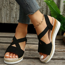 Load image into Gallery viewer, Wedge Sandals Cross-Strap Platform Gladiator Hemp Heel Shoes