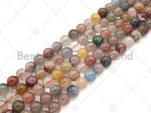 Load image into Gallery viewer, Quality Natural Multicolor Rutilated Quartz Smooth Round Beads, 6mm/8mm/10mm Genuine, Red Yellow Blue Matrix,15.5'' Full Strand, Sku#U1155