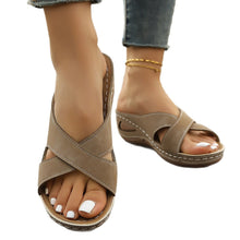 Load image into Gallery viewer, Cross-Strap Wedge Sandals