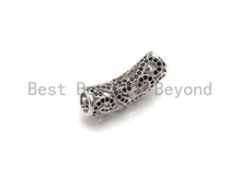 Load image into Gallery viewer, Black CZ CZ Micro Pave Curved Tube , CZ curved tube, Gold Silver Black Rose Gold Color Spacer Tube, 29x5mm, Sku#X148