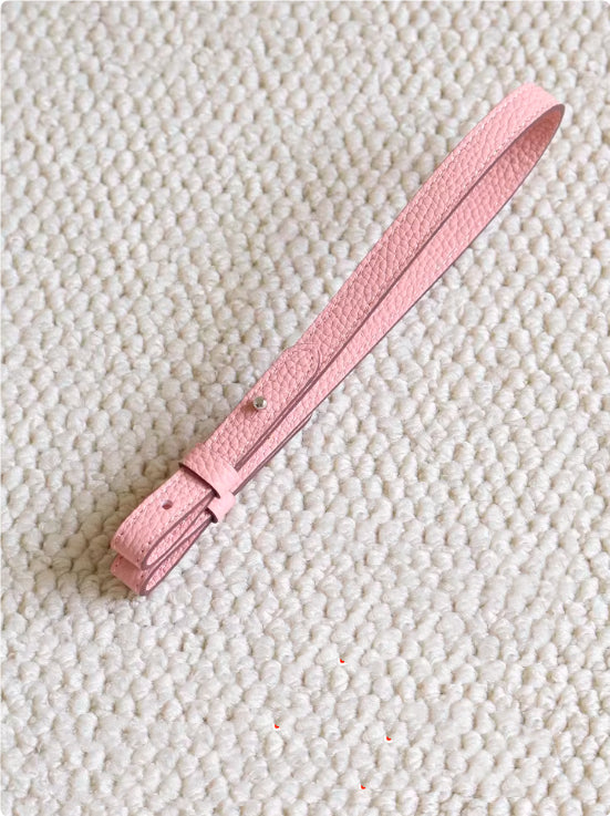 Genuine Leather Bag Strap Replacement – Adjustable Spaghetti Shoulder Strap with Gold & Silver Stud Detail