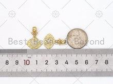 Load image into Gallery viewer, CZ Micro Pave Hamsa Hand Heart Five Point Star On Evil Eye Shape Pendant, 18K Gold Filled Evil Eye CZ Charm,16x23mm,Sku#L606