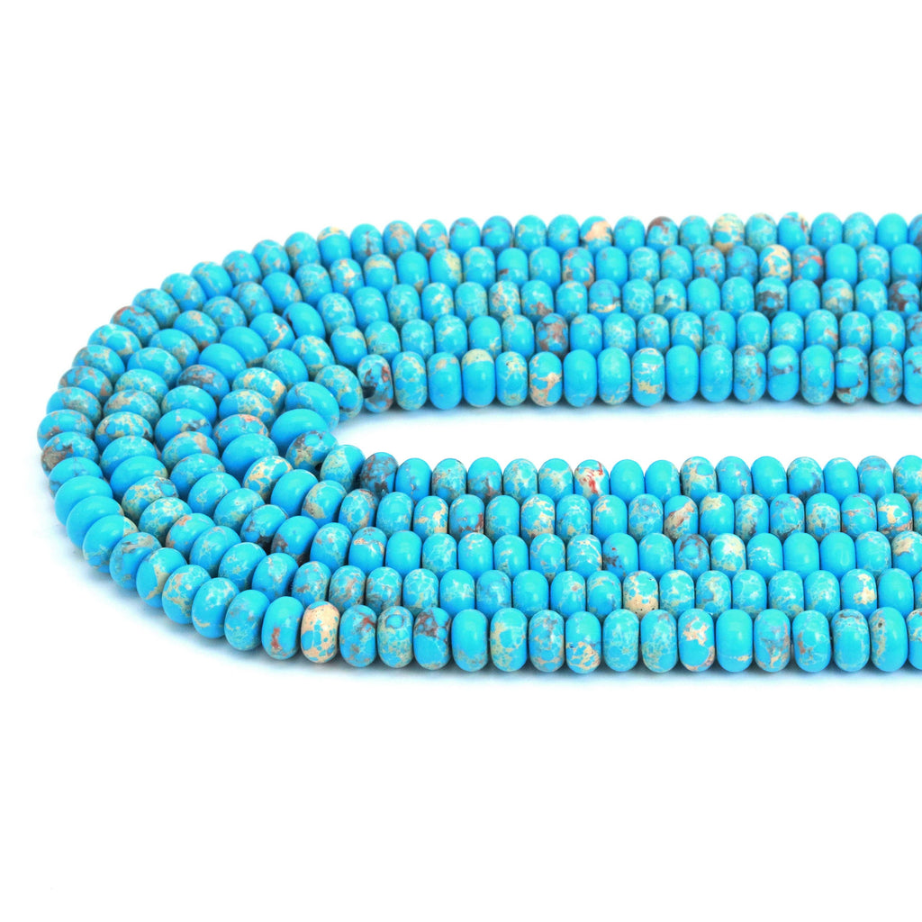 5x8mm Smooth Rondelle Blue Imperial Jasper Beads, Sku#U2120