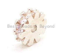 Load image into Gallery viewer, CZ Micro Pave Flower Wheel Spacer Beads, Cubic Zirconia Space pave Beads, 6x2mm/8x2mm, sku#G84