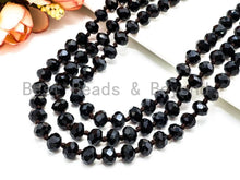Load image into Gallery viewer, 60/36 Long Hand Knotted Black Crystal Necklace, SKU#D10