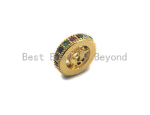 Load image into Gallery viewer, Multicolor CZ Micro Pave Wheel Spacer Beads, Cubic Zirconia Spacer beads, Bracelet spacers, 6mm/8mm/10mm,sku# C108