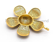 Load image into Gallery viewer, 48x58mm CZ Micro Pave Large Daisy Flower Pendant, Black Cubic Zirconia Pave Mega Floral Pendant in Gold Black Finish,sku#F355