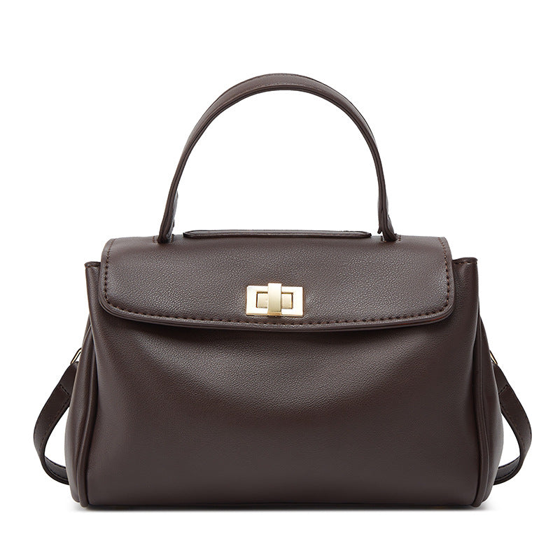 Korean-Style Minimalist PU Leather Commuter Tote Bag
