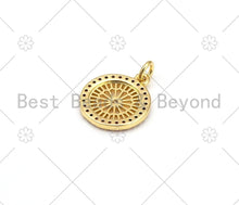 Load image into Gallery viewer, Colorful CZ Micro Pave Filigree Round Shape Pendant,18K Gold Filled CZ Charm, Necklace Bracelet Charm Pendant, 18x15mm,Sku#LK415