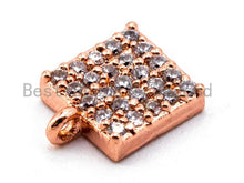 Load image into Gallery viewer, CZ Clear Micro Pave Small Square Charm for Bracelet,Gold/Rose Gold/Silver/Gunmental plated, Pave Dangle Charms, 6x8mm,Sku#B66