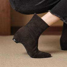 Load image into Gallery viewer, Women's Ankle Boots With Height Lift, Side Zipper &amp; Fleece Lining | Square Toe Block Heel