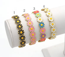 Load image into Gallery viewer, Colorful Daisy Flower Gold Adjustable Bracelet, Sku#X374
