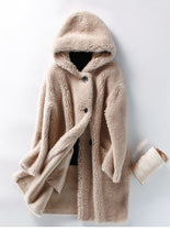 Load image into Gallery viewer, Women's Hooded Lambswool Warm Coat