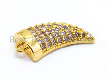 Load image into Gallery viewer, CZ Micro Pave Horn Charm Pendant, Gold/Silver/Black/Rose Gold with Rhinestone CZ Pave Horn Charm, 9x16mm,sku#B33