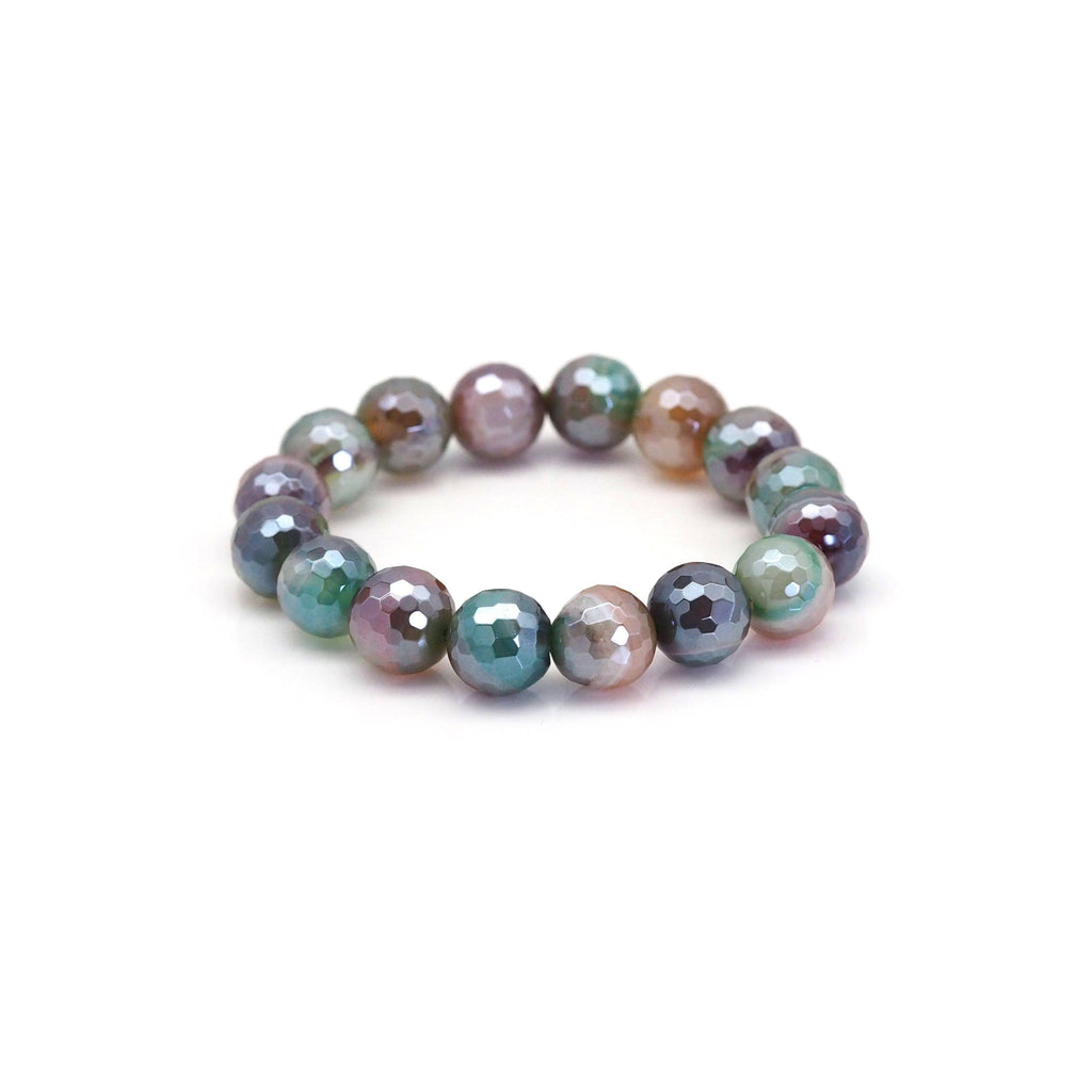 Mystic Brown Green Banded Agate Stretchy Bracelet, 8mm/10mm/12mm, SKU#EF401