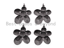 Load image into Gallery viewer, Black CZ Pave On Black Micro Pave Flower Charm Beads, Cubic Zirconia Pendant,32mm, sku#F393
