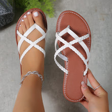 Load image into Gallery viewer, Women's Cross-Woven Thong Sandals | Lightweight PU Flat Slides