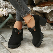 Load image into Gallery viewer, Women's Chunky Suede High Heels - Round Toe Block Heel Pumps