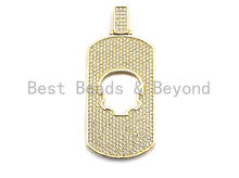 Load image into Gallery viewer, Large CZ Clear/Black Micro Pave Dog tag Hollow Out Skull Pen