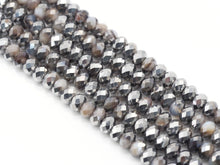 Load image into Gallery viewer, Half Silver Plated Natural Brown Banded Agate Rondelle Faceted Beads, Sku#UA284