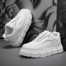 Load image into Gallery viewer, Men's Stylish Microfiber Leather Chunky Sole Casual Sneakers | Lace-Up Low-Top Height Lift Shoes