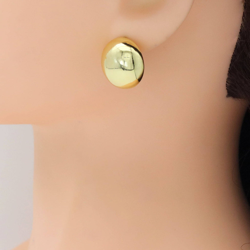 Plain Gold Silver Half Ball Stud Earrings, Sku#LD572
