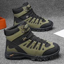 Load image into Gallery viewer, Women's High-Top Lace-Up Boots | Square Heel Dr. Martens Style | Army Green &amp; Black