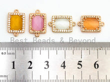 Load image into Gallery viewer, Rectangle Bezel Connector Faceted Cat's Eye Stone, sku#A83
