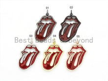 Load image into Gallery viewer, LARGE NEW Enamel Colorful Mick Jagger Rolling Tongue Pendant,CZ Micro Pave Tongue pendant,Enamel pendant,Enamel Jewelry, 32x47mm, #F583