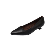 Load image into Gallery viewer, Women's Pointed-Toe Kitten Heel Pumps | Washed Full-Grain Cowhide Office Shoes