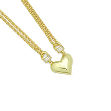 Load image into Gallery viewer, Gold Silver Heart Pendant Double Link Chain Necklace, Sku#A333