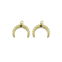 Load image into Gallery viewer, Black CZ Gold Cresent Moon Horn Charm, Sku#LX336