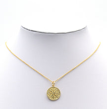 Load image into Gallery viewer, CZ Gold Flower Triangle Round Coin Charm, Sku#LX142