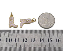 Load image into Gallery viewer, Gold CZ Pink Enamel Star Boot Charm, Sku#LK724