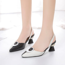 Load image into Gallery viewer, Women's Chunky Heel Openwork Sandals - Comfortable Closed Toe Korean Style Buckle Sandals