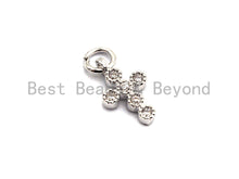 Load image into Gallery viewer, CZ Clear Micro Pave Cross Charm, CZ Pave Pendant, Gold/Rose Gold/Silver/Gunmetal plated, 6x11mm, Sku#F796