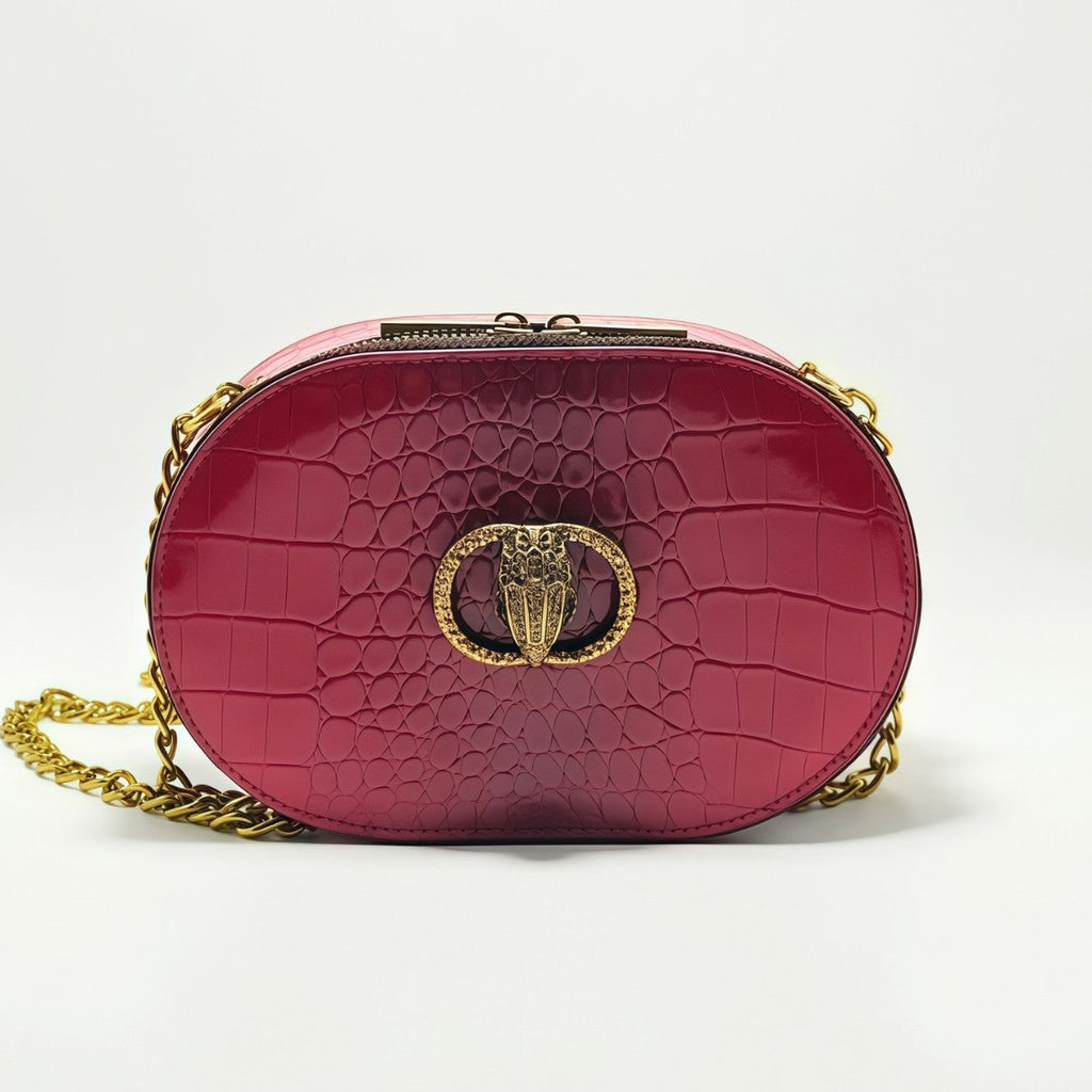 Women's Patent Leather Crossbody Bag - Compact Shoulder Bag with Adjustable Strap