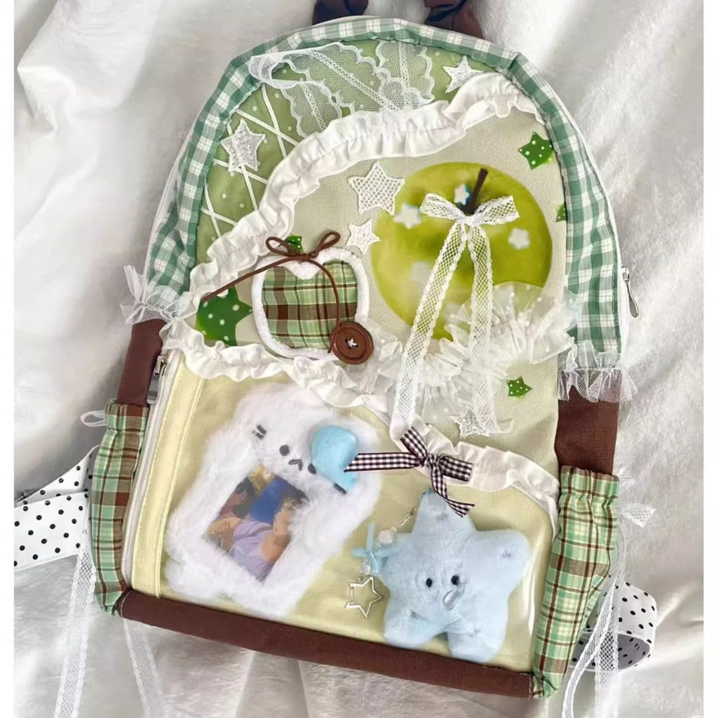 Plaid Canvas Backpack Large Capacity School Bag for Women - Sarah Express